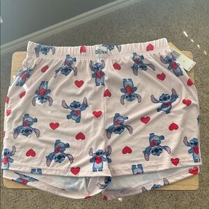 Disney Stitch Heart Print Sleep Shorts NWT Size M